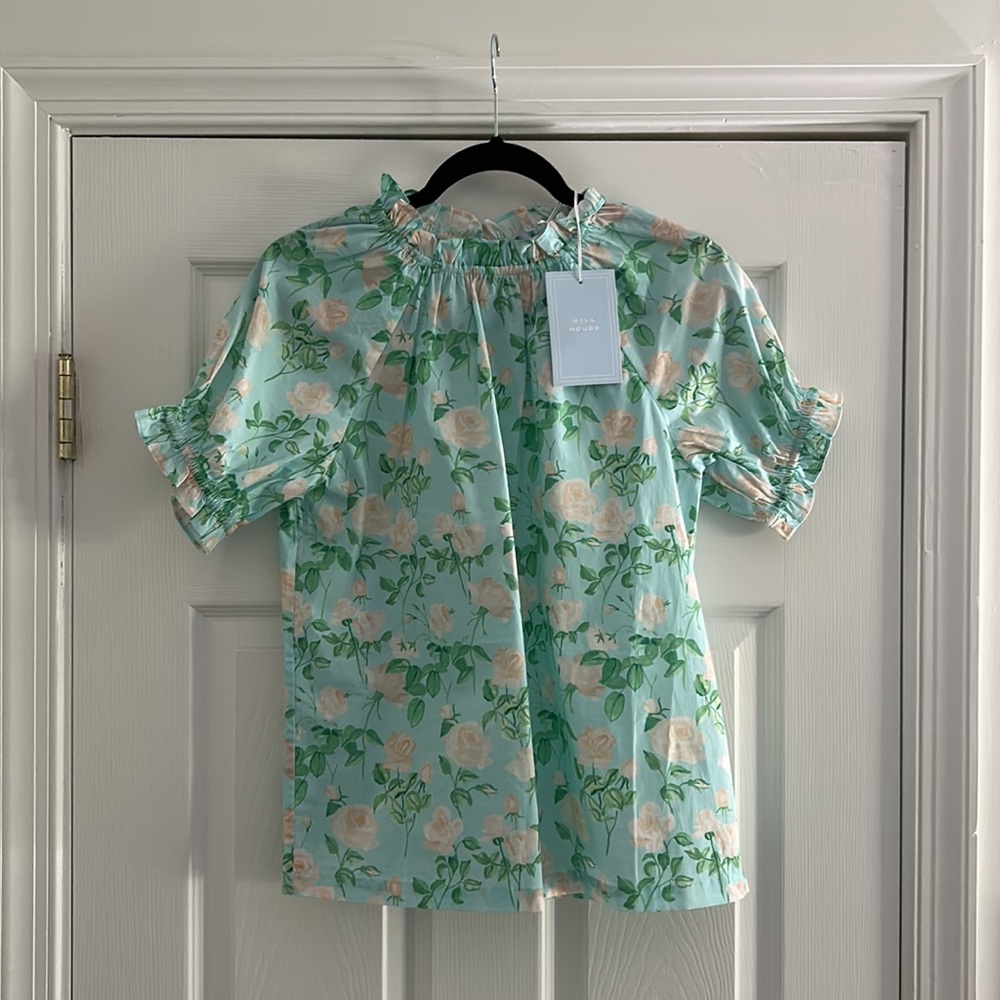 NWT Hill House Kit Top Blue Roses Extra Small